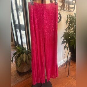 Hot pink sequins pants